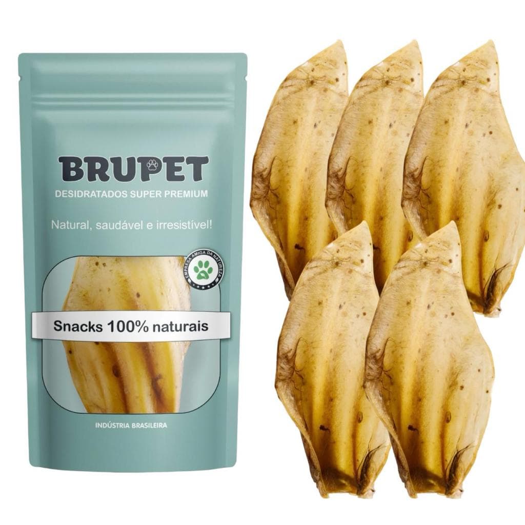 Kit 5 unidades Orelha Bovina Petisco 100% Natural Desidratada Premium para Cães cachorros Brupet
