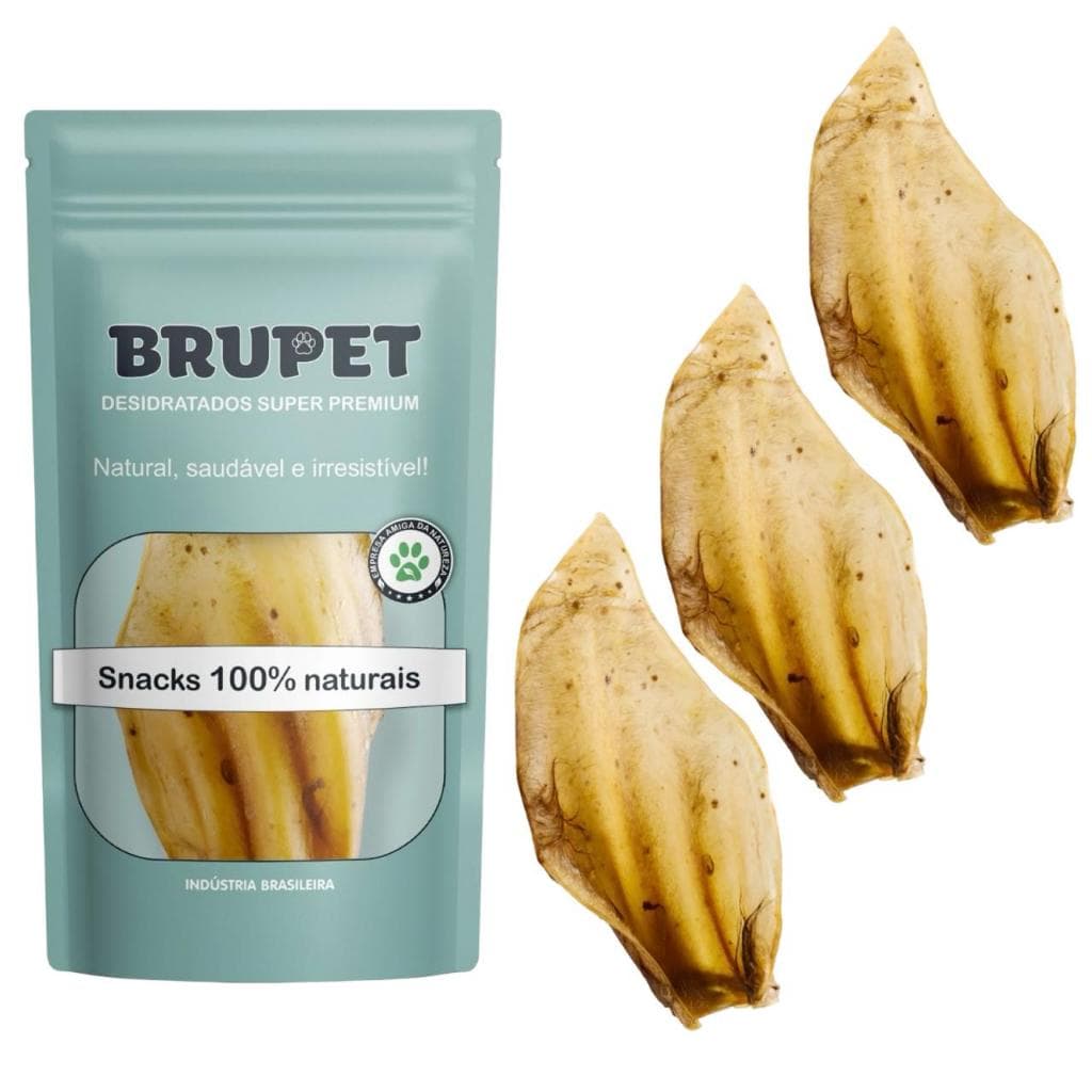Kit 3 unidades Orelha Bovina Petisco 100% Natural Desidratada Premium para Cães cachorros Brupet