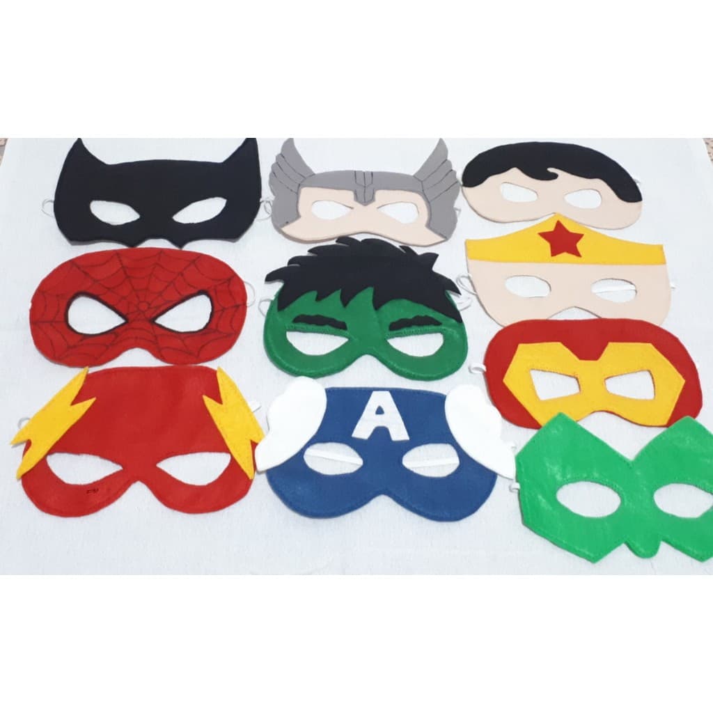 10 máscaras super heróis em feltro duplo