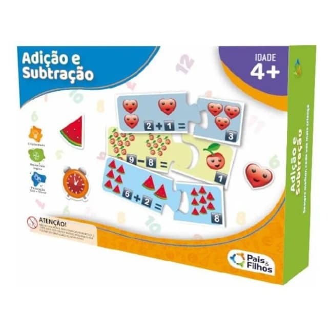 Quebra Cabeça Educativo Adição E Subtração Jogo Matemática
