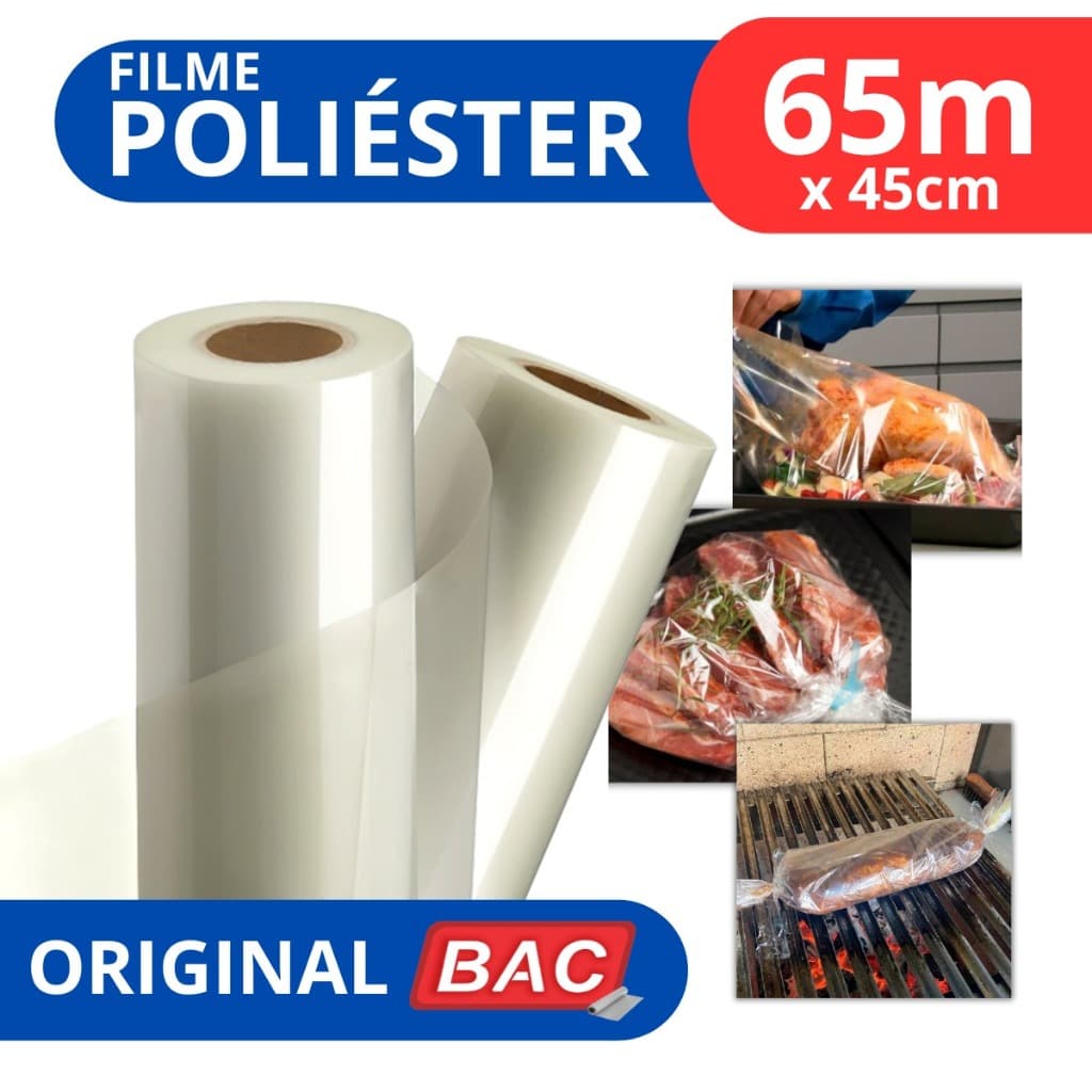 Bobina Papel Celofane Churrasco Poliester 45cm X 65 Metros Original BAC