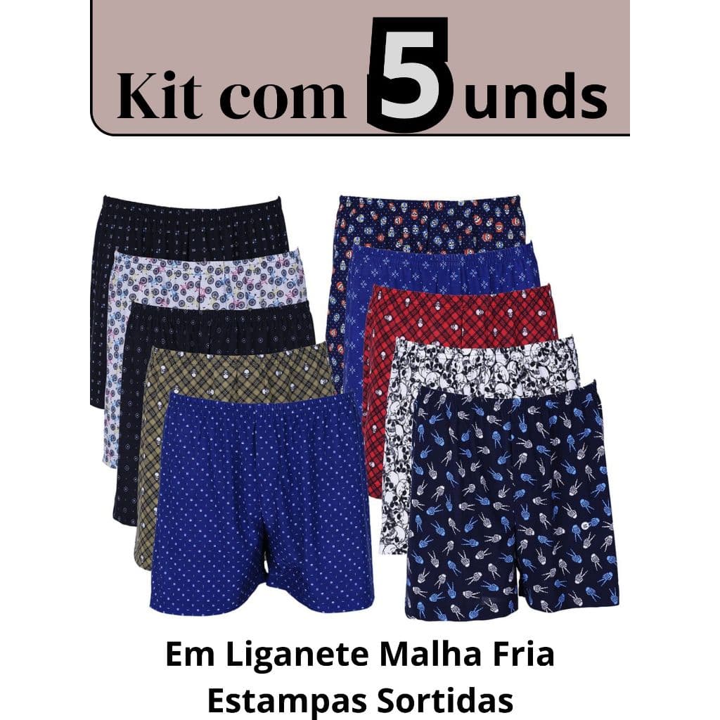 Kit 5 Pijama Masculino Short Samba Canção Premium Bem Grandão estampas sortidas!!!!
