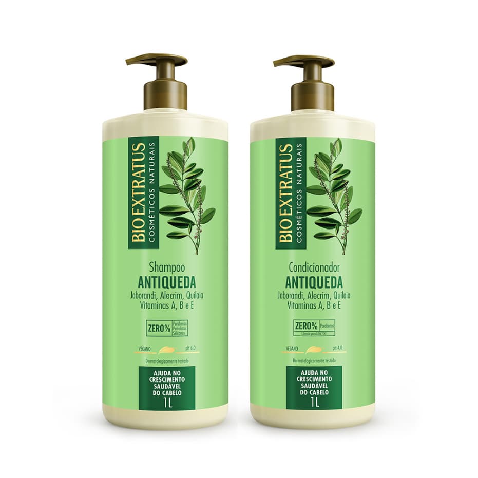 Kit Jaborandi Shampoo e Condicionador Bio Extratus 1L Antiqueda e Crescimento