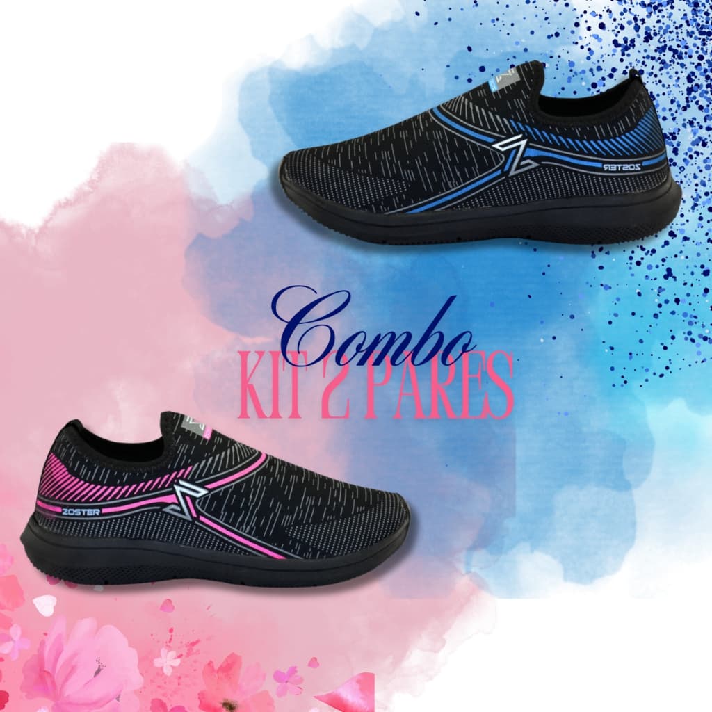 Kit 2 Pares Tênis Feminino Esportivo em Nylon – Leve, Confortável e Resistente – Numeração 34 ao 43