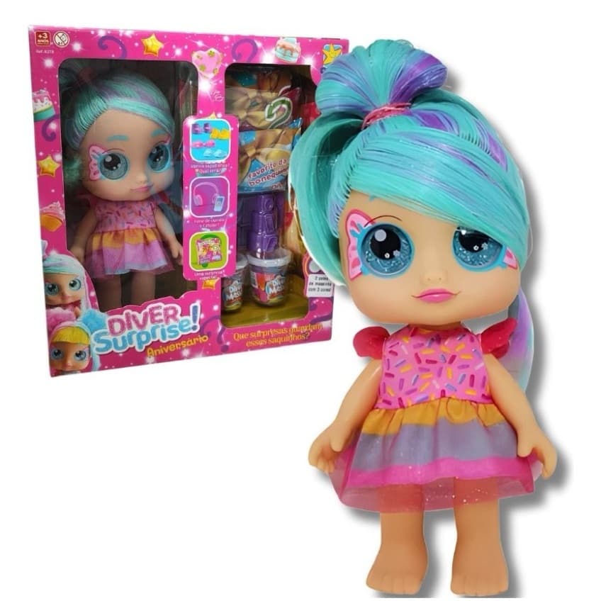 Boneca LoL Diver Surprise Festa de Aniversario massa e surpresas