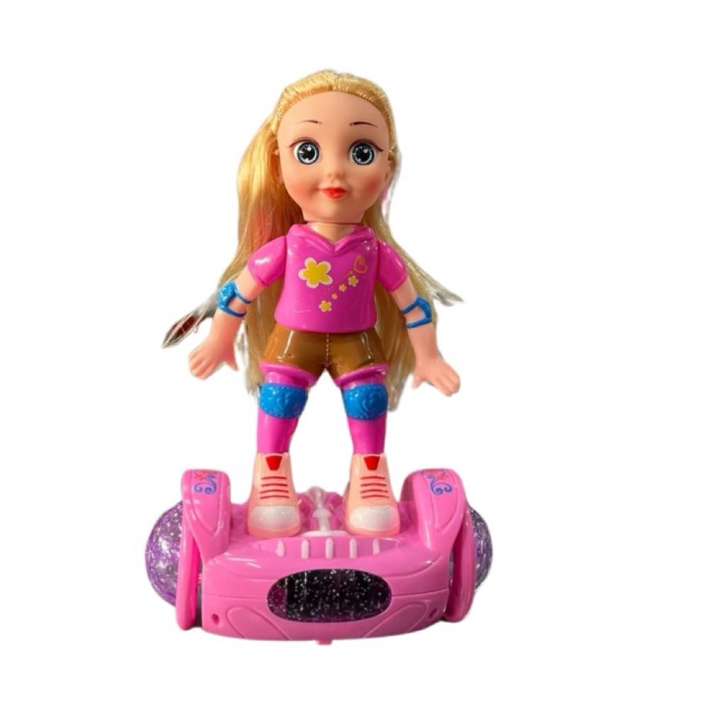 Boneca Giratoria Overbord Skatista Rosa Luzes e Som