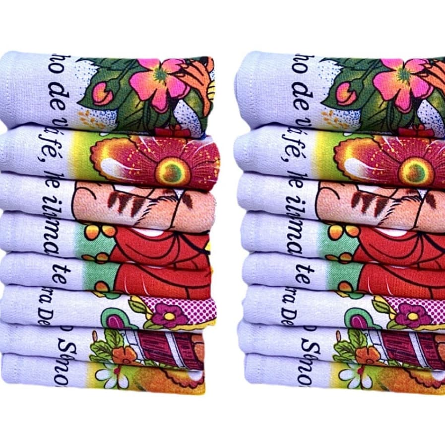 Kit com 15 Peças Pano de Prato Copa com Bainha Estampado 45x75 Limpeza Cozinha Eficiente 100% Algodão Enxugante Pia