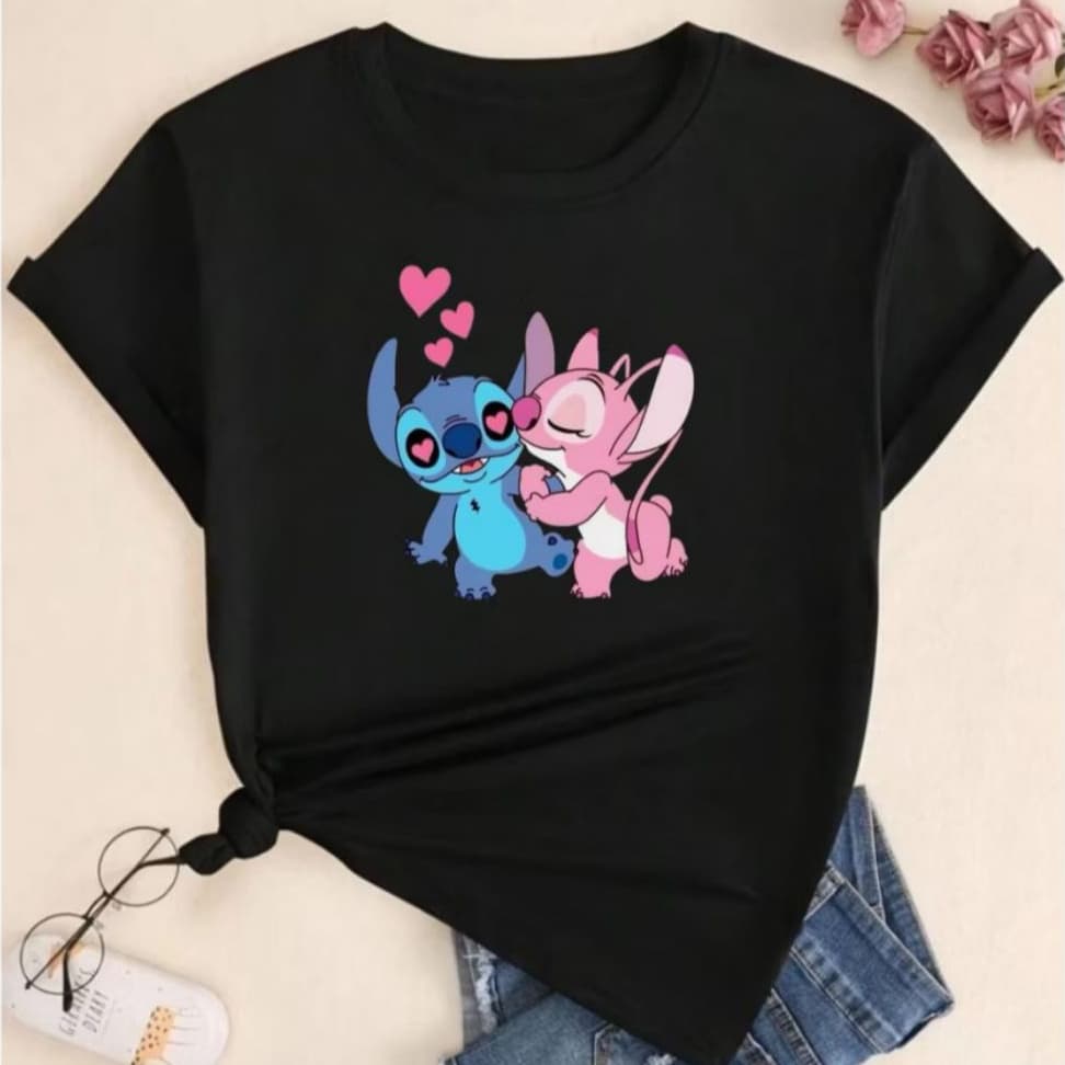 Camisa Unisex Com Estampa lilo Stitch 100% Algodao Adulto INFANTIL PROMOÇÃO