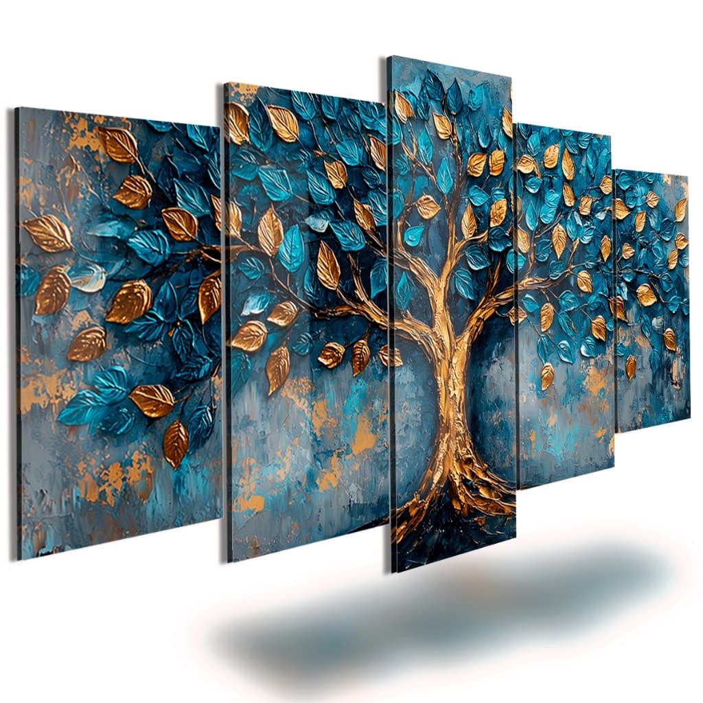 Quadro 5 Peças Raízes da ProsperidadeDecorativo Quarto Sala Hall