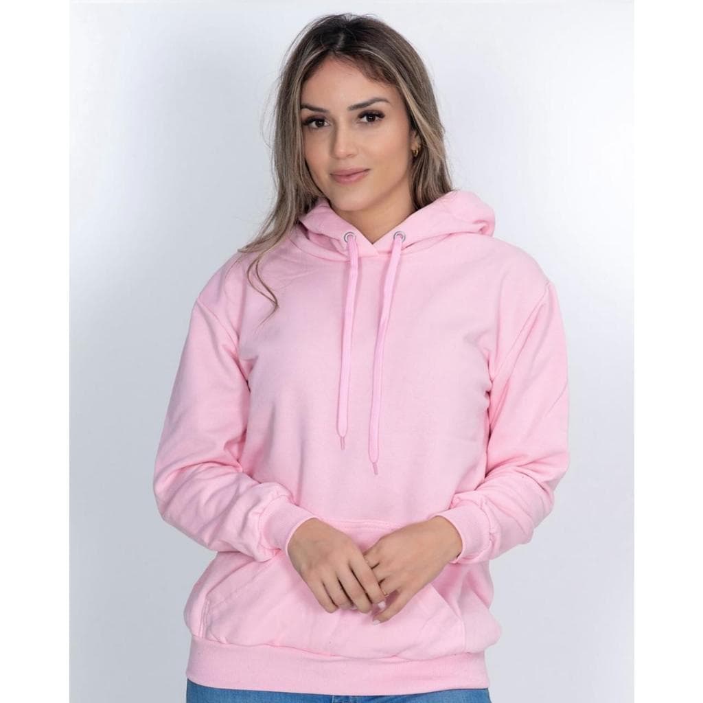 MOLETOM FEMININA Blusa de Frio Com Capuz Liso Básico Com Cordão Bolso Blusao Inverno Premium