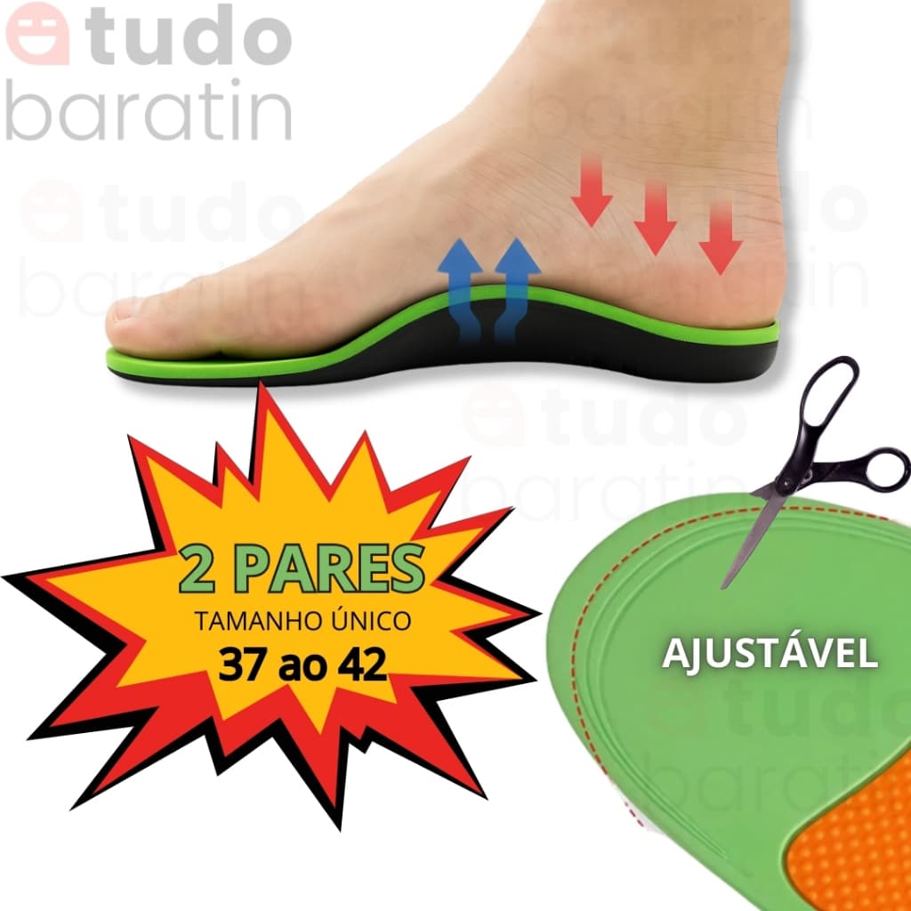 2 PARES de Palmilha PISADA PRONADA Fascite Plantar Ortopédica Pé Chato Pisada Esporão Pés Cansados