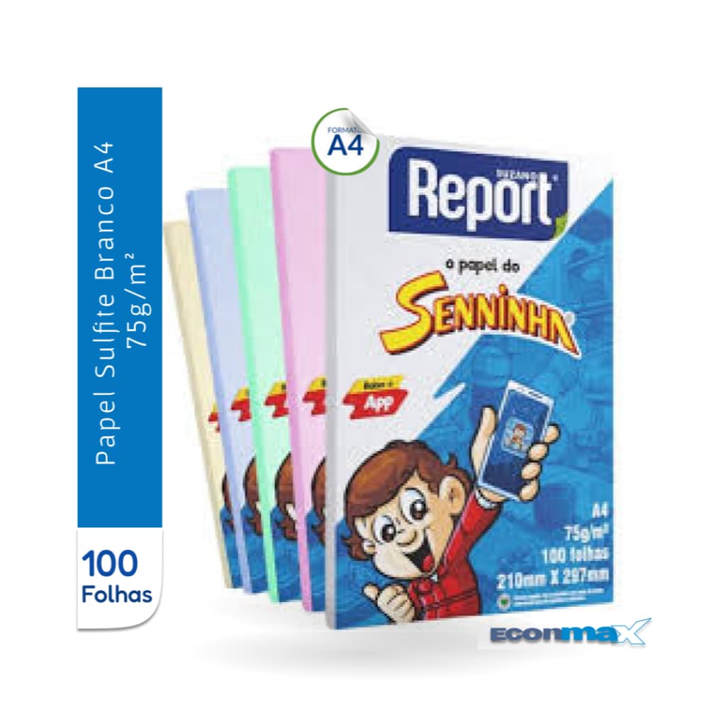 Papel Sulfite Report Senninha 75g 100 Folhas Colorido Escolha sua cor