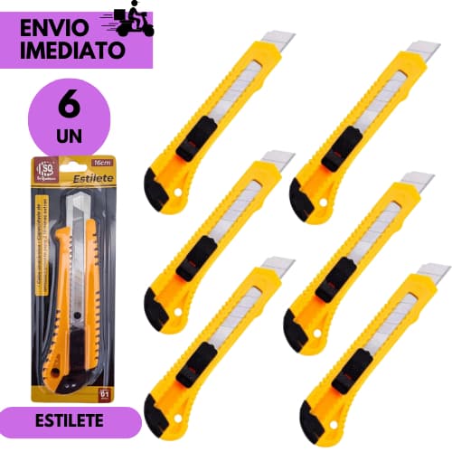 Kits 6 ou 3 Estiletes Super Afiado com Trava Corte Rápido e Seguro Ideal para Uso Diário Cortes