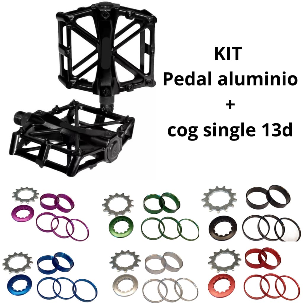 Kit pedal aluminio gts + cog single 13d k7 p\grau,freeride