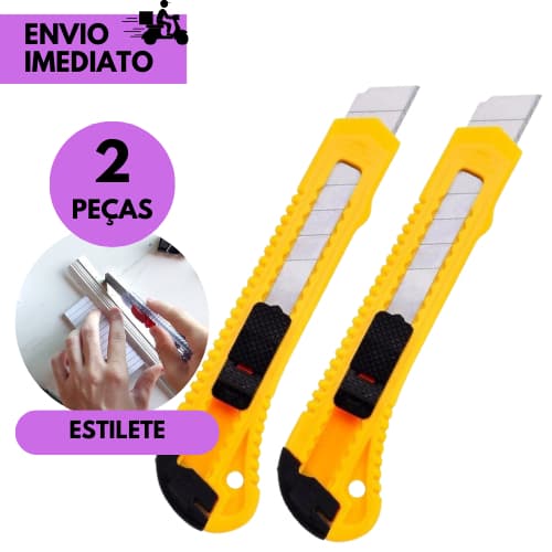 Kits 2 ou 1 Estiletes  Profissional SQ com Trava de Segurança Corte Preciso Ideal para Almoxarifado