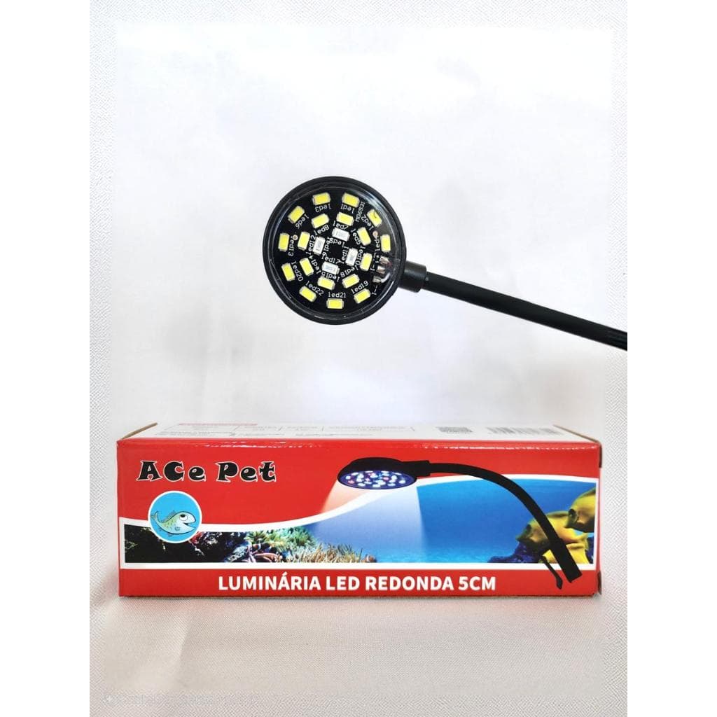 Luminária Led Redonda 5 cm para Aquário com 3 Cores - Bivolt - Ace Pet
