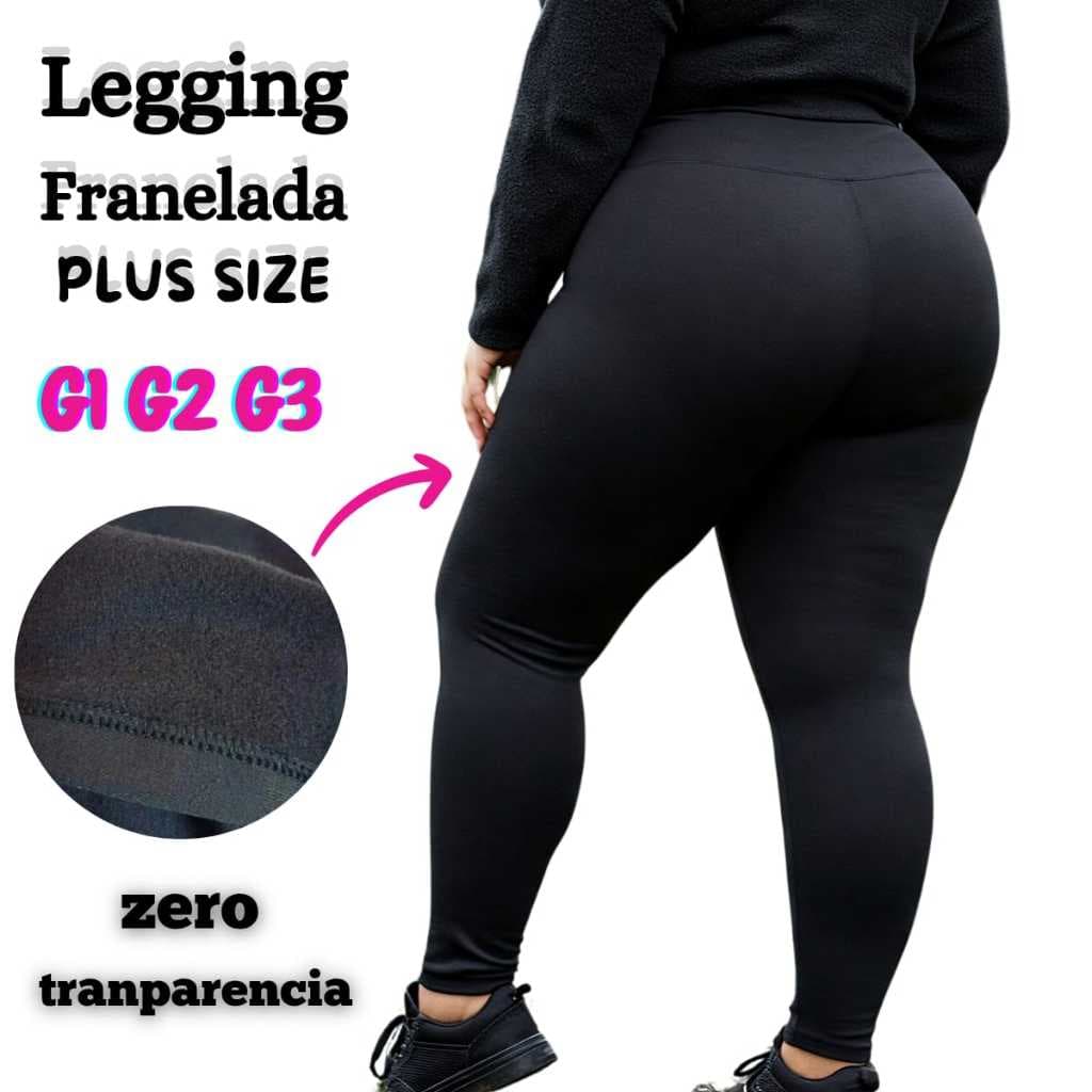 Calça Legging Franelada Feminina Plus Size Inverno Zero Transparência