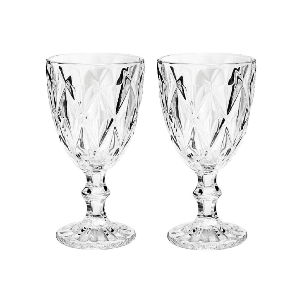 Kit 2 Taças 340ml Diamante Vidro Água Vinho Suco Refrigerante