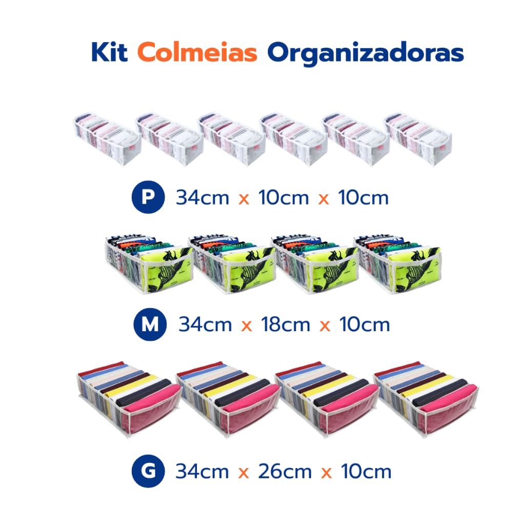 Kit Colmeia Organizadora de Gaveta para Calcinha Cueca Body Rn Bermuda Camiseta 6 Un P 4 Un M 4 Un G