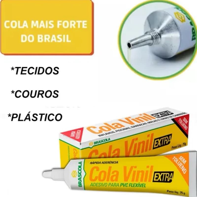 Cola Vinil Brascola 17g Original Bisnaga para PVC, Infláveis, Boias e Reparos