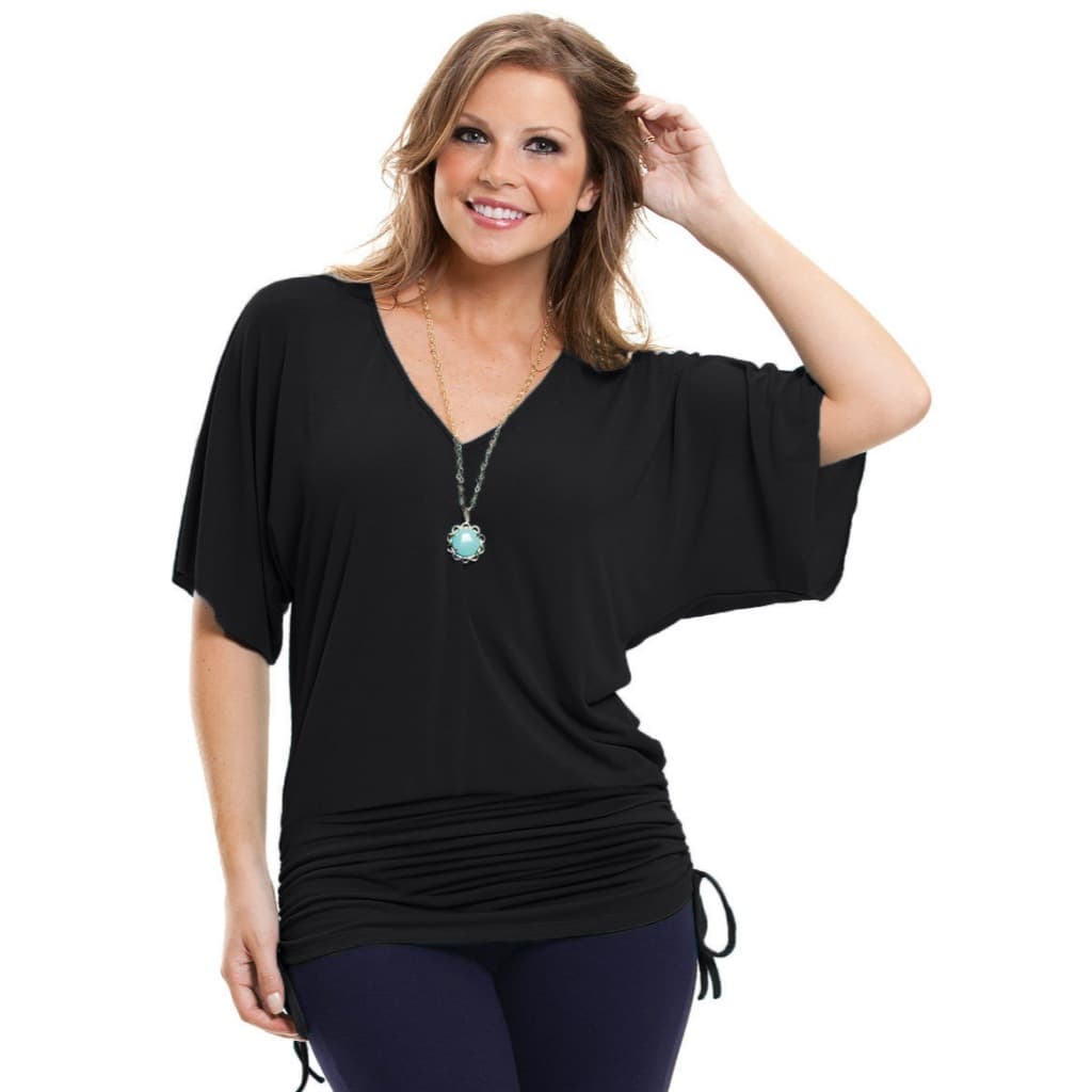 Blusa Feminina Plus Size Alongada Ajuste Lateral Camiseta Feminina Tamanhos Grandes Varias cores Malha com Elastano