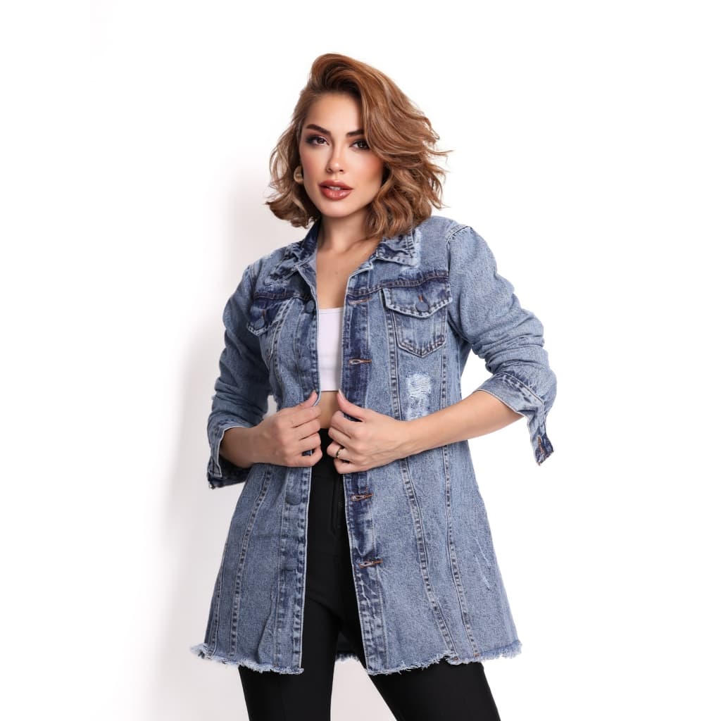 Max Jaqueta desfiar  feminina \ Jeans\ Lançamento moda 2025/Este tecido não estica e é 100% algodão.