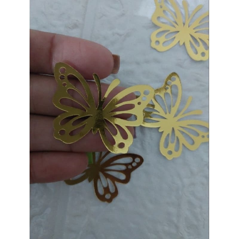 Apliques de borboleta dourada - borboleta em papel lamicote dourado-scrap