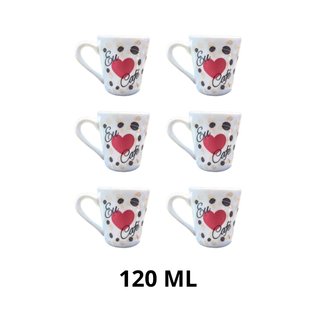 Jogo Kit 6 Xicaras Caneca Tulipa 120ml Decorada Café