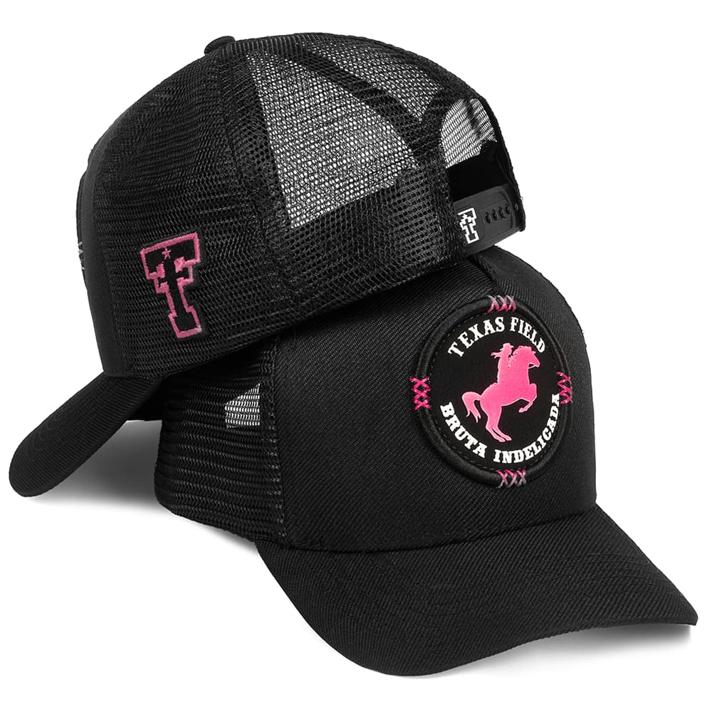 Boné Feminino Country Bruta Indelicada Bordado Cowgirl Trucker Texas Field Telinha Ajustável Original