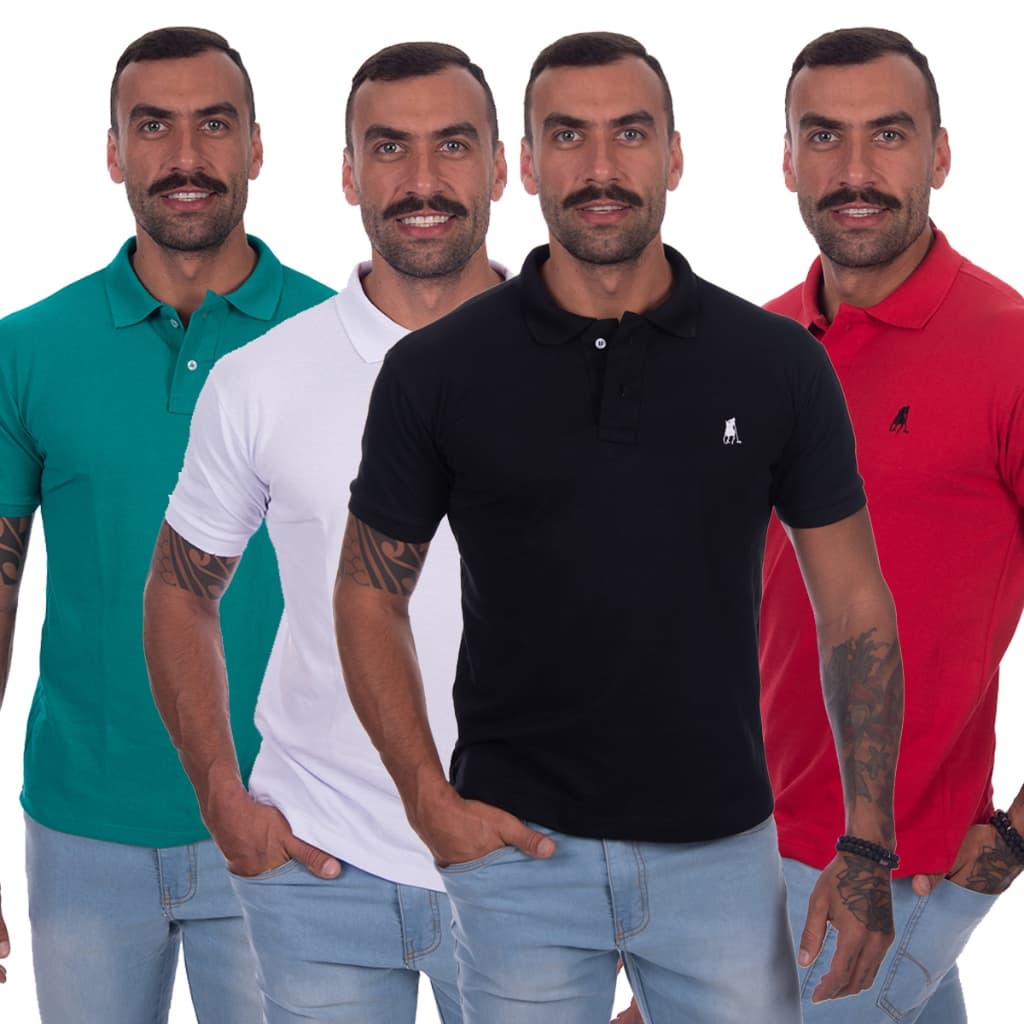 Kit com 2 Camisas Polo Masculina Camiseta de Algodão