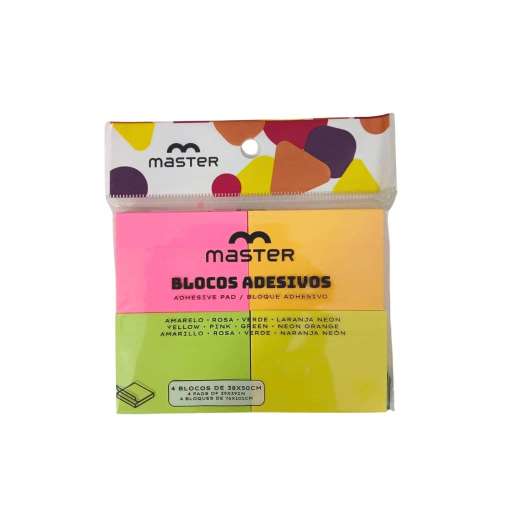 Bloco Adesivo Neon  4 Cores  - Master