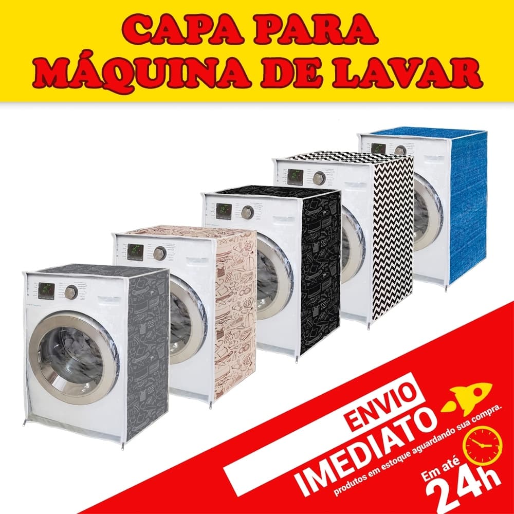 Capa Maquina de Lavar c/ Zíper Proteção Total Abertura Frontal Electrolux Brastemp Consul