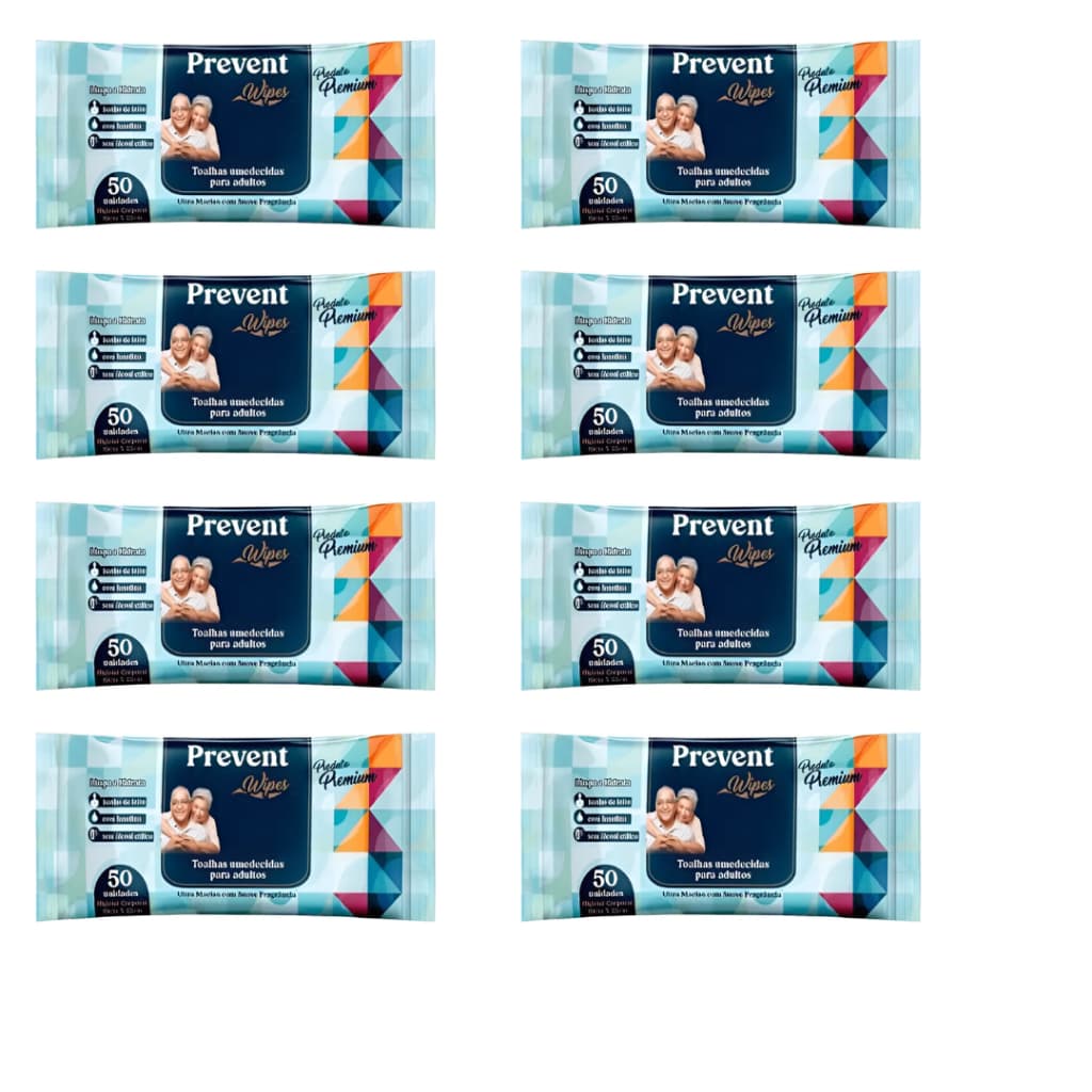 Kit Lenço Umedecido Para Adultos Prevent Wipes 12 Pacotes