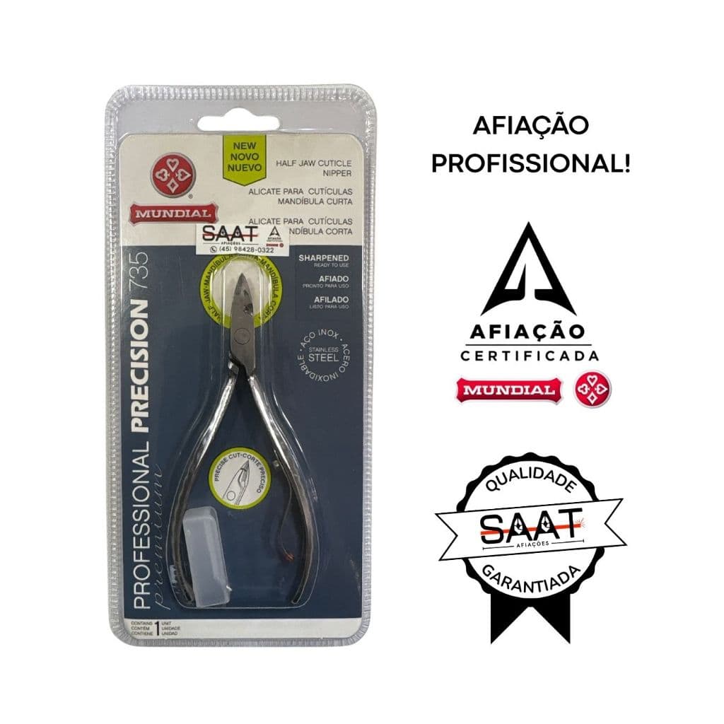 Alicate de cutícula 735 mundial original com afiação PROFISSIONAL!
