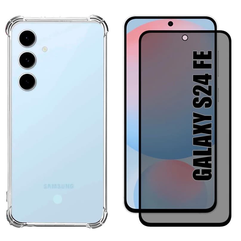 Capa Capinha + Película Privacidade de Vidro 3D para Samsung Galaxy S24 FE