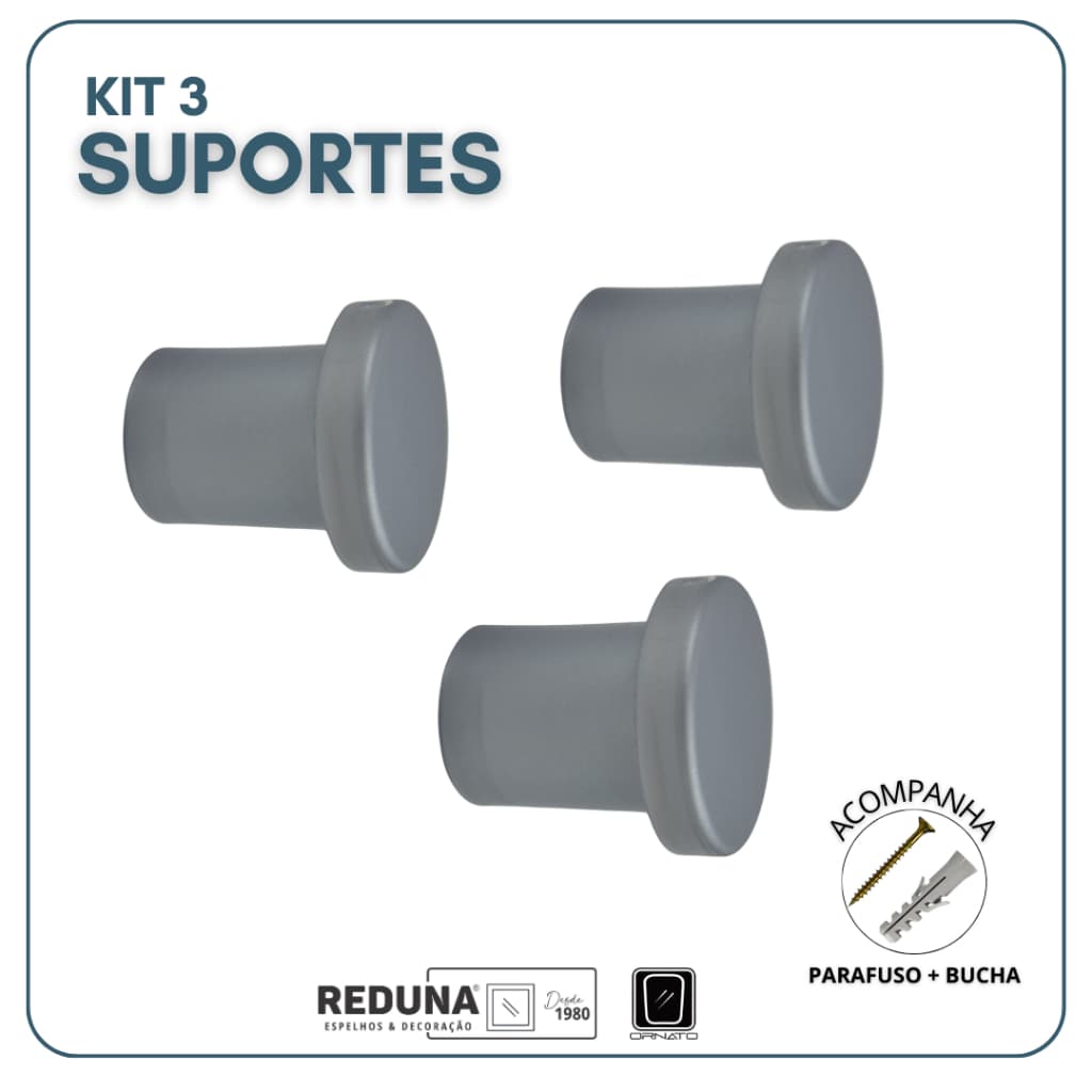 Kit 3 Suporte Espelho Adnet Pendurador Resistente - Prata