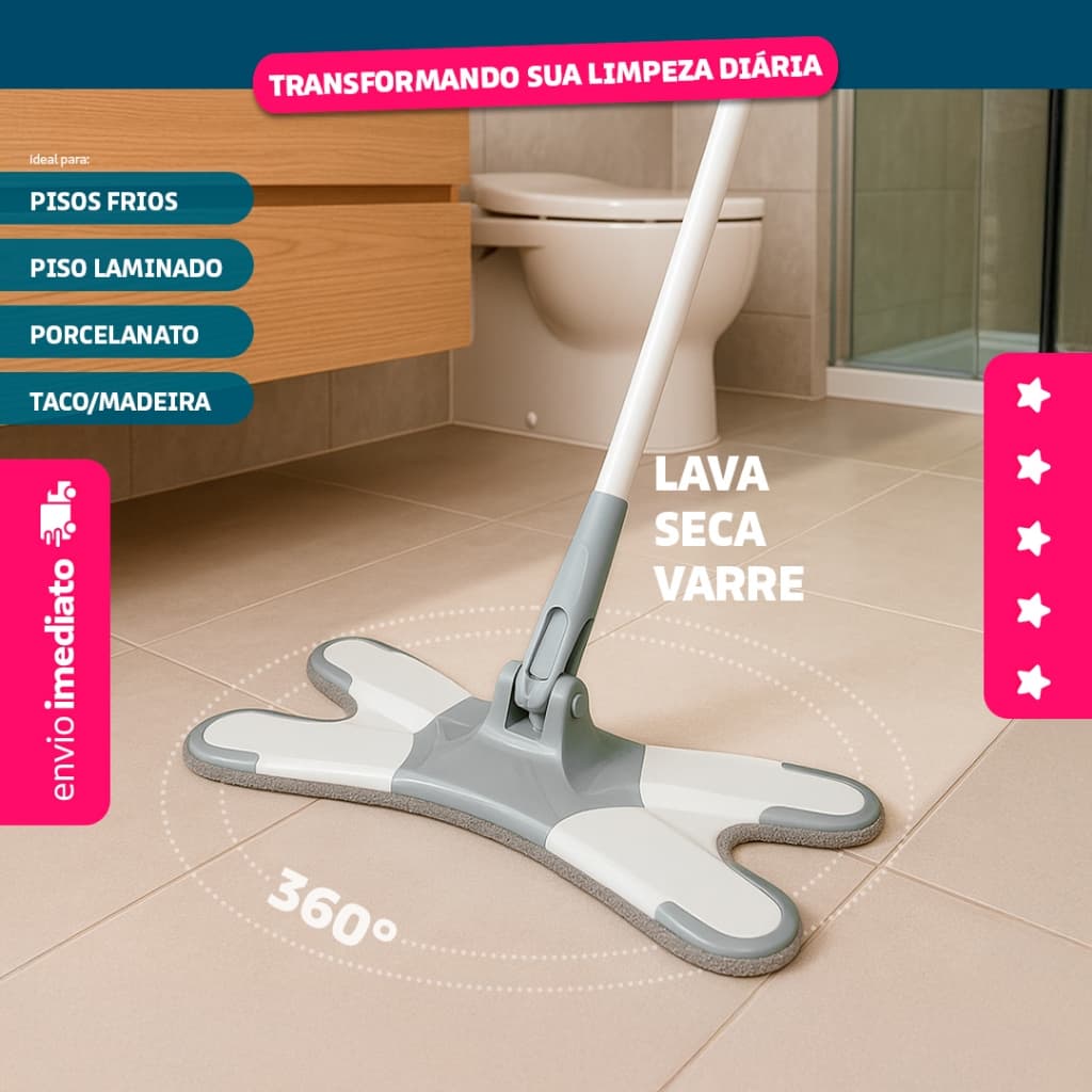 Rodo Mop Extrusão X-mop 360- Rodo Que Torce Pano- Dolce Home