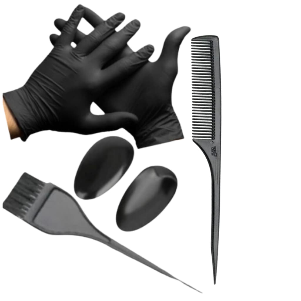 kit de Pente Anti-Estático ION Suporta 180°, Pincel, 6 Luvas e Protetor de Orelhas para Aplicar todo cosmeticos