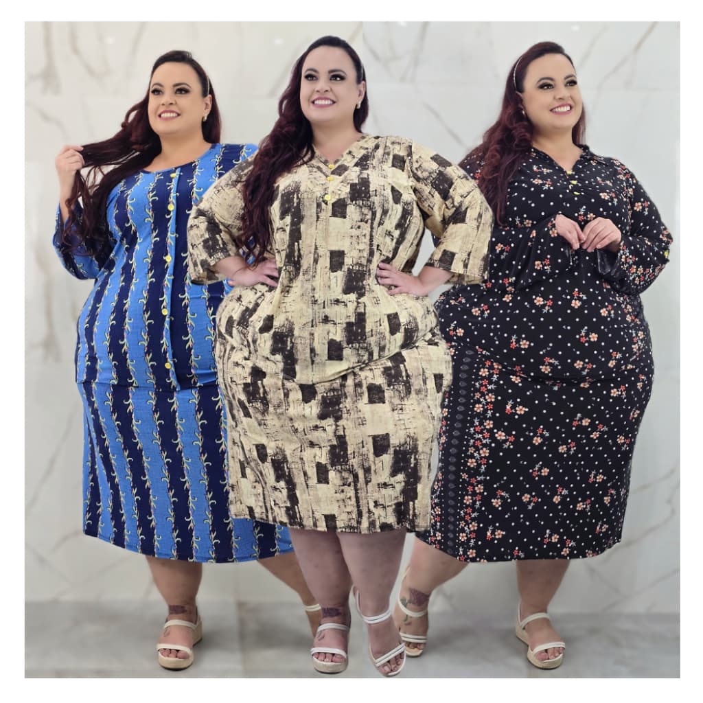 Conjunto Blusinha Manga Longa 3/4 + Saia Midi Liganete Plus Size Feminina