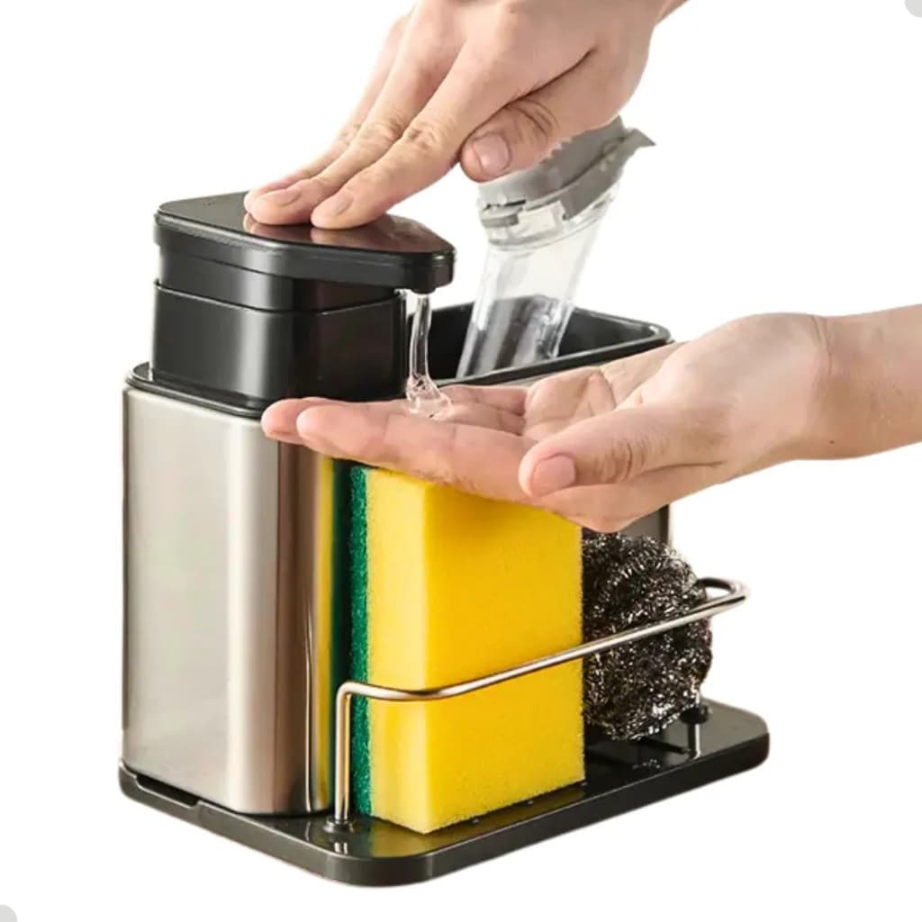 Porta Detergente Dispenser Sabão Liquido Esponja Bucha Inox