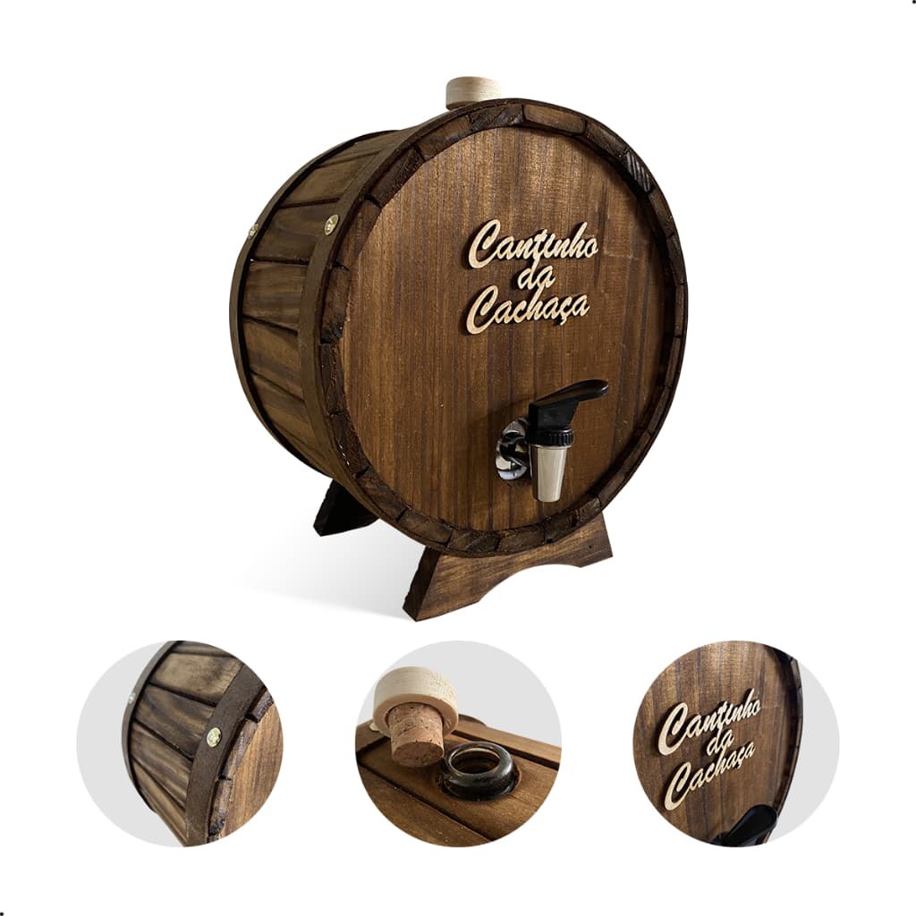 Pingômetro De Madeira Artesanal Barril de Cachaça