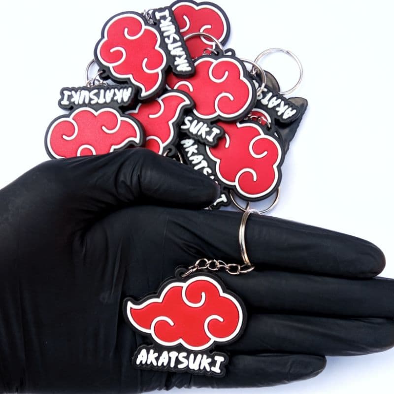chaveiro Naruto Akatsuki emborrachado em autorelevo Perfeito para mochilas, chaves, estojos e coleções geek