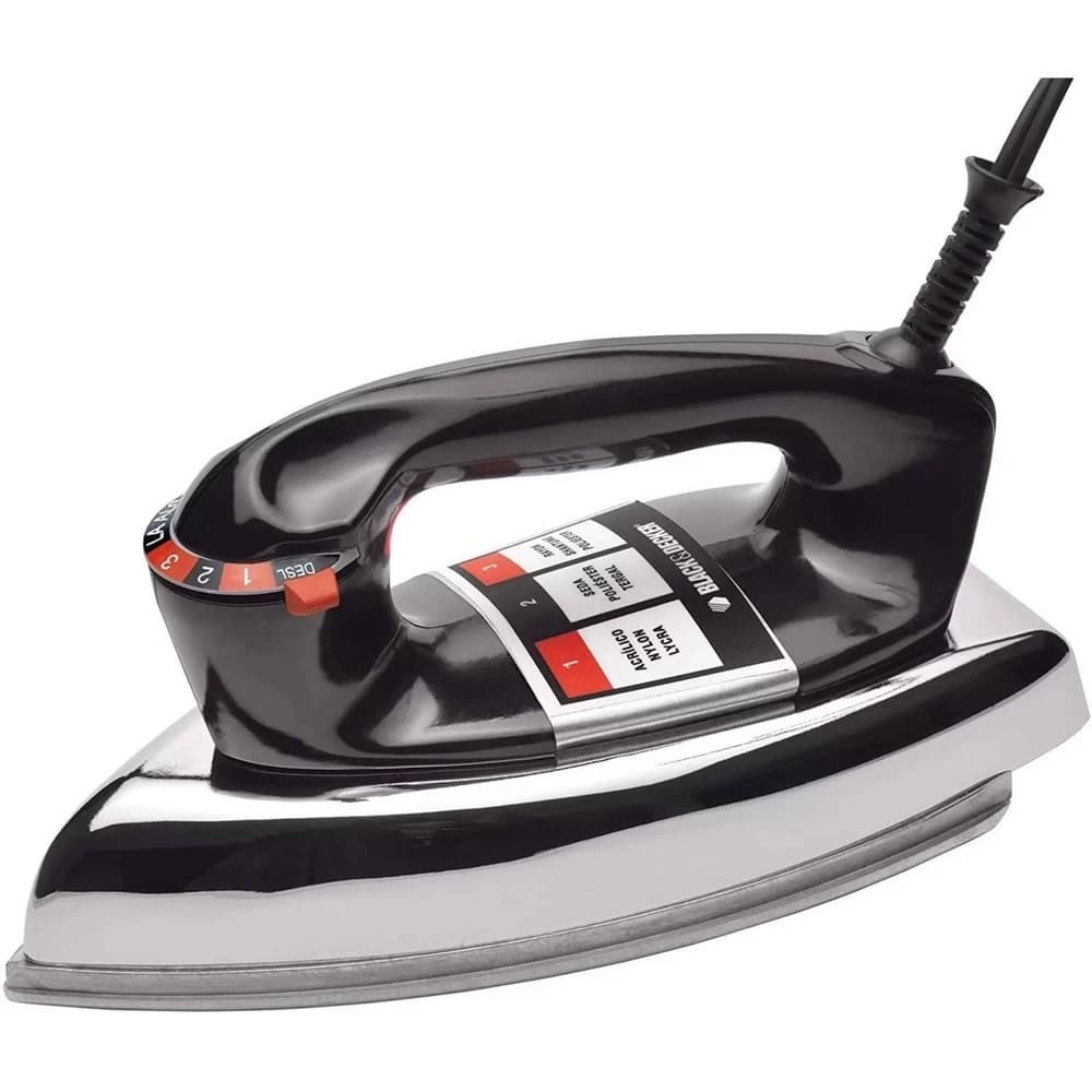 Ferro de Passar Roupa a Seco Black + Decker VFA1110, Preto e Cromado
