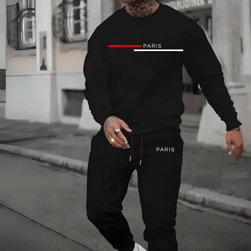 Kit Conjunto Moletom Gola Redonda Paris Casual Masculino Moda