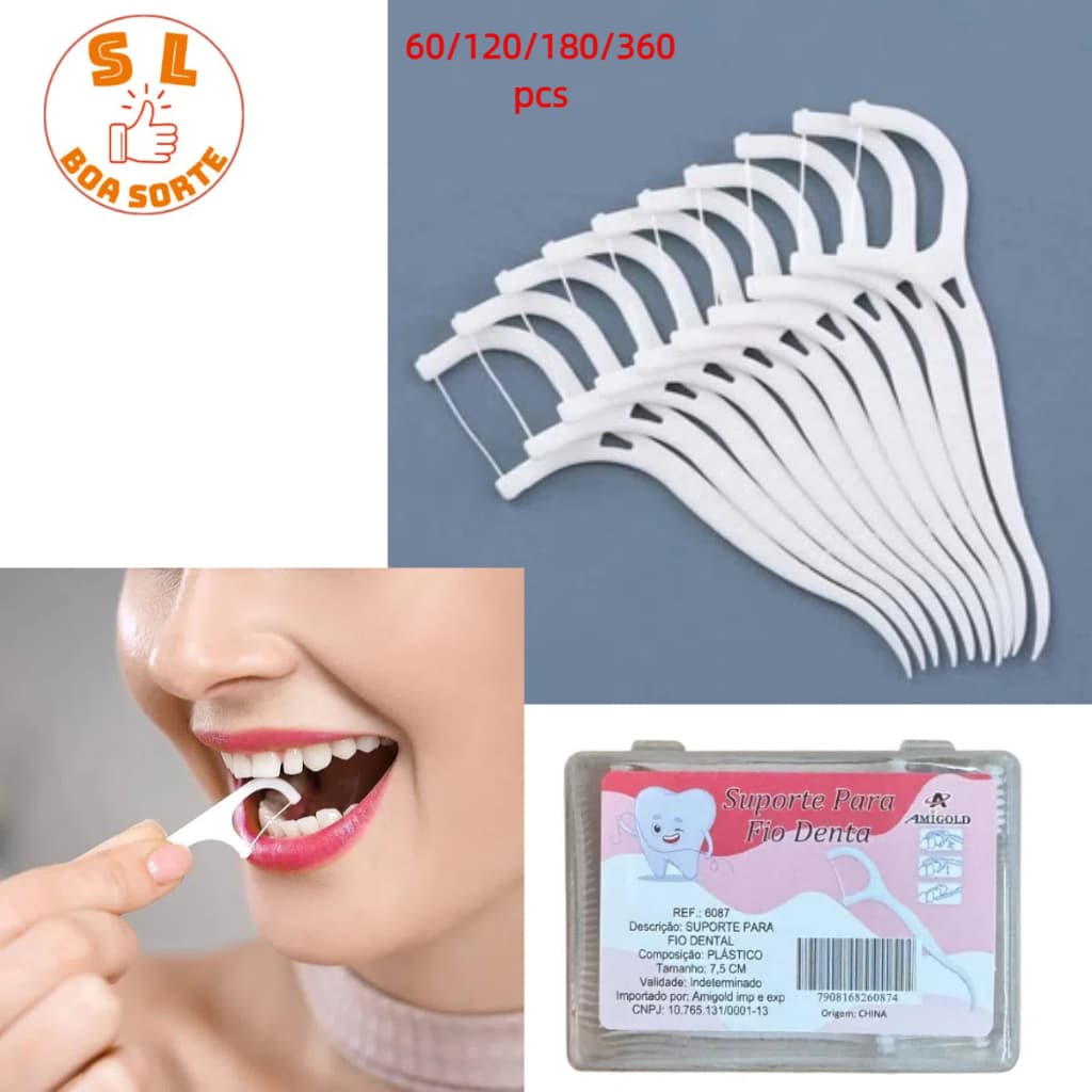 Kit 60/120/180/370pcs Fio Dental Palitos Dentes Dente Limpeza Interdental Higiene