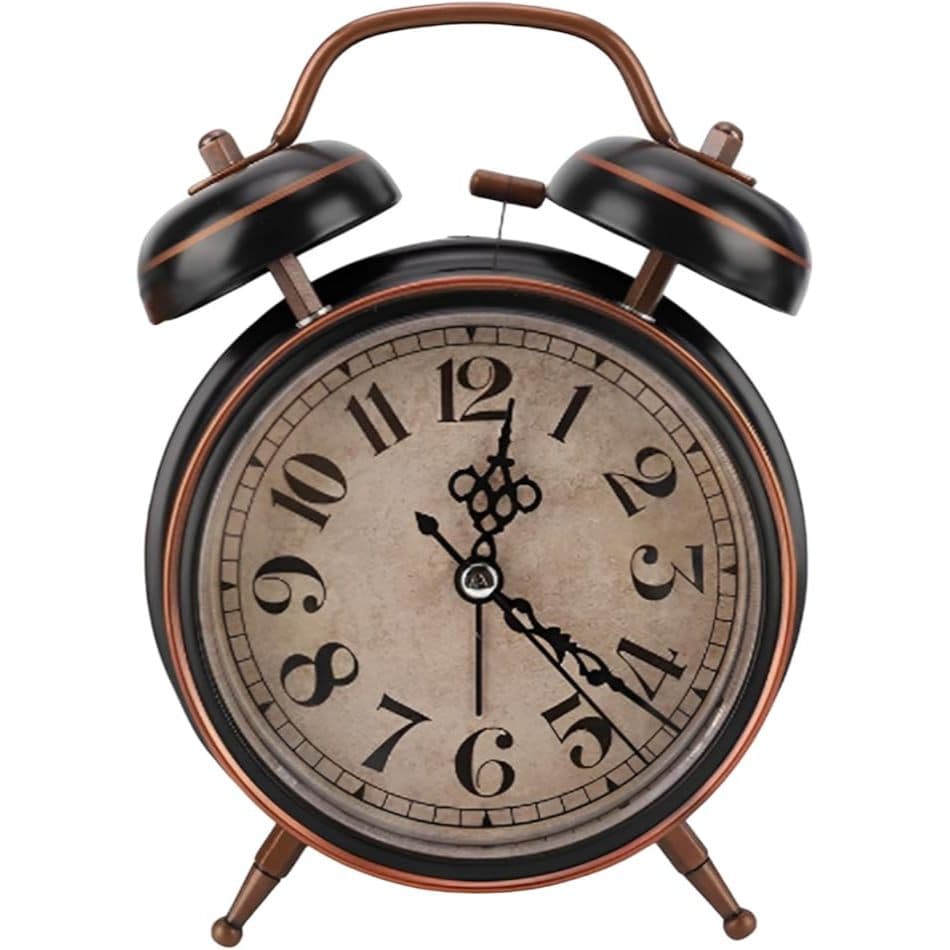 Relógio despertador vintage de mesa 16cm estilo clássico Visor Analógico Vidro números grandes metal