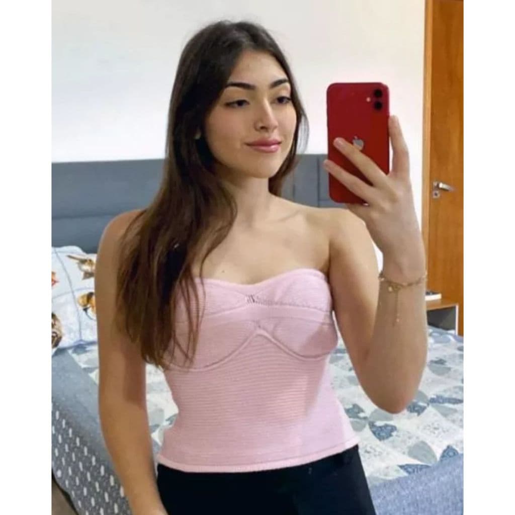Cropped Tomara que Caia Feminino Tricot Modal Moda Verão