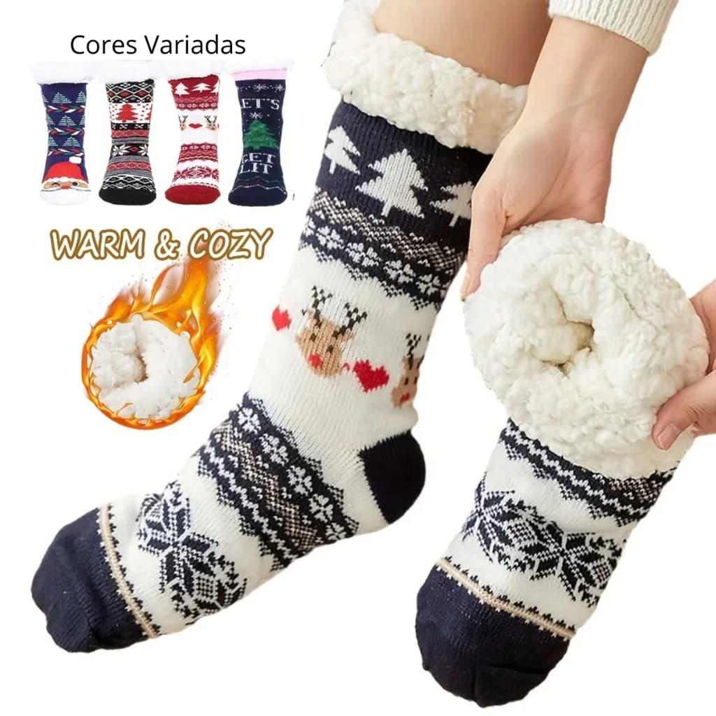 1 Par Meia Carneiro Forrada Grossa Inverno Antiderrapante Carneirinho Forrada Lã Masculino