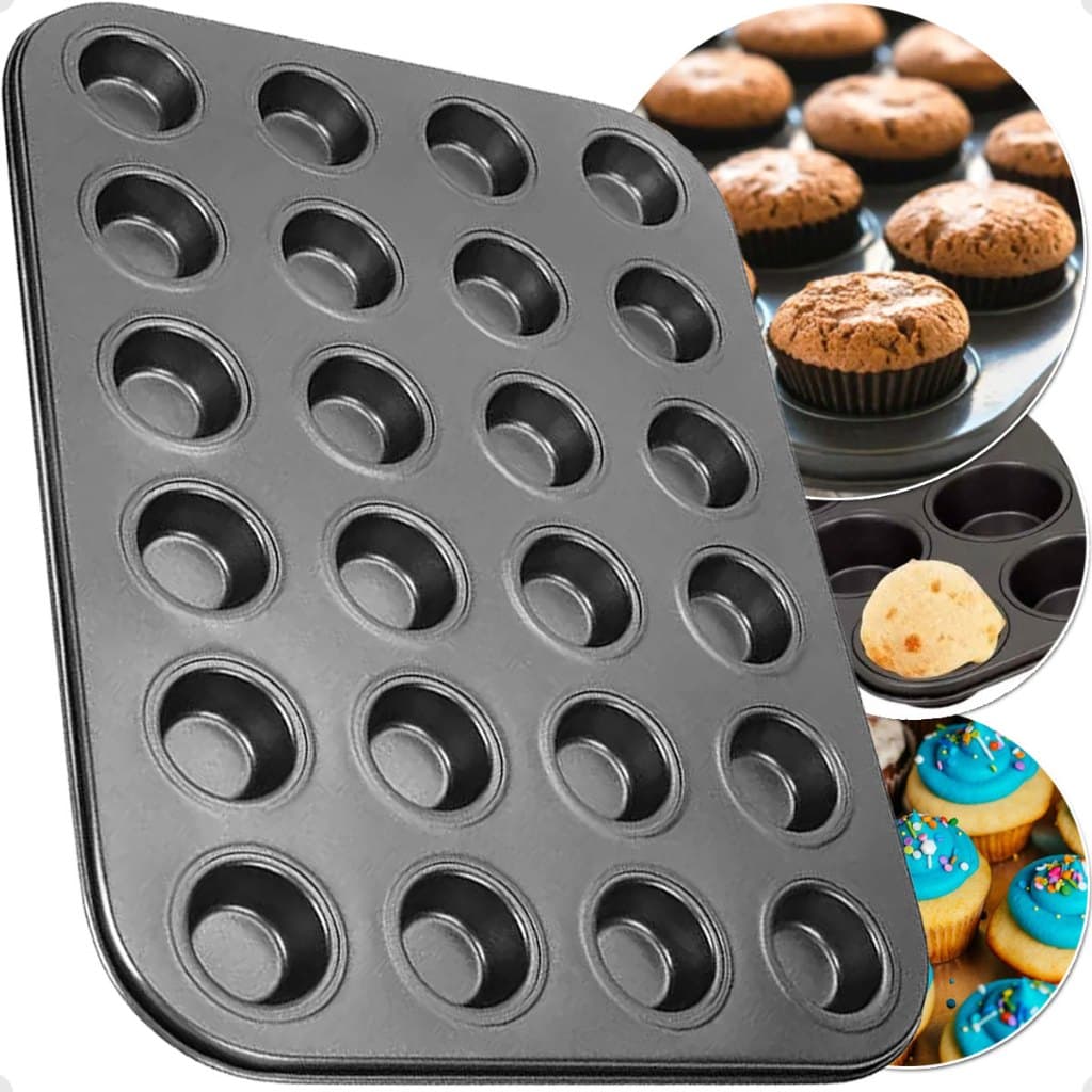 Forma De Teflon Mini Cupcake pão de queijo Bolinhos 24 Espaços cavidades Antiaderente 38x26cm