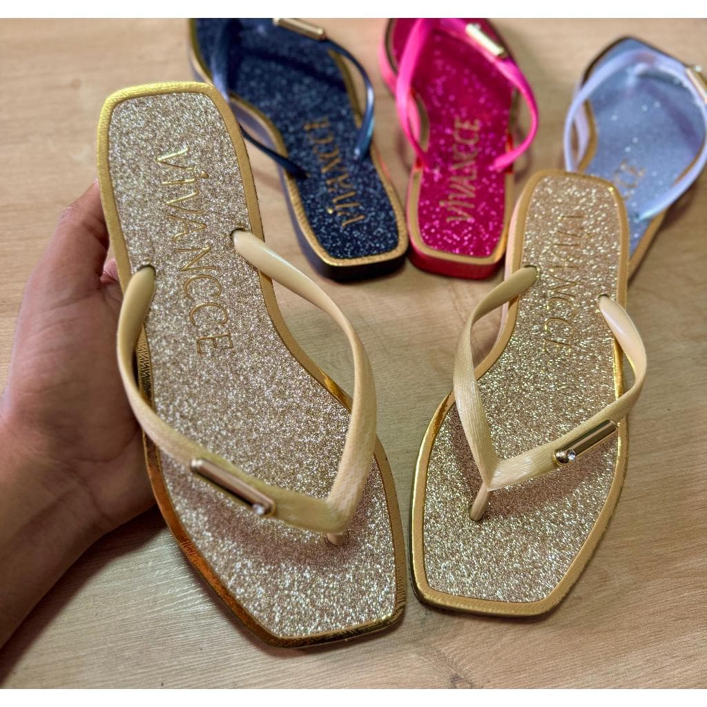 Chinelo Feminino Vivancce com Glitter Glamour Super Confortável ideal para o dia a dia Envio Imediato Promoção